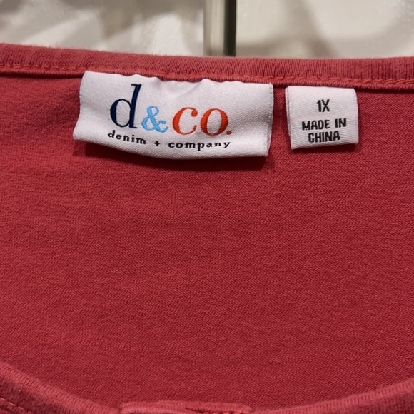 D & Co Denim & Co Sz 1X Terracotta Top - Picture 2 of 5